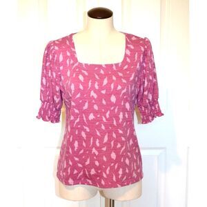 Nine West Blouse Womens Size 0X Black Pullover Top Tie Front‎ Short Sleeve Shirt